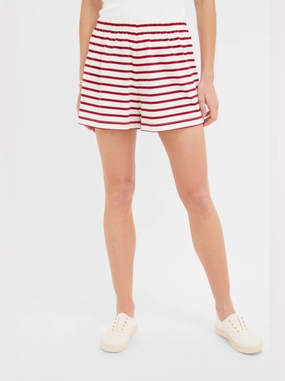 Tuckernuck || Olympia Knit Shorts Pull On Stripe Red Ivory Small